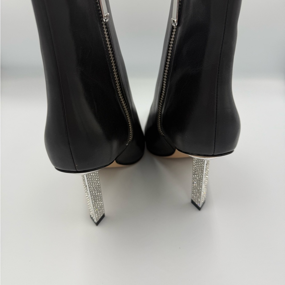 Michael Kors Black Leather Ankle Boots with Crystal Heel - 6.5 Womens - Picture 2 of 7